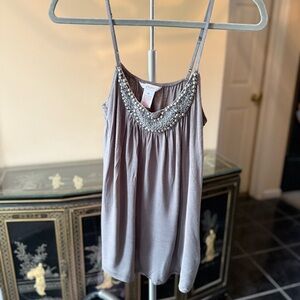 Elegant Gray Beaded Women's Top